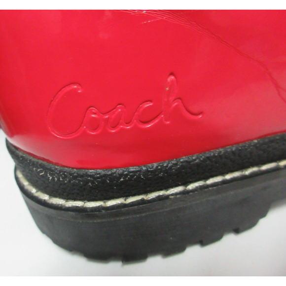 Coach Leonora Red Patent Leather Shearling Snow Boots Women’s 8B - Picture 5 of 9